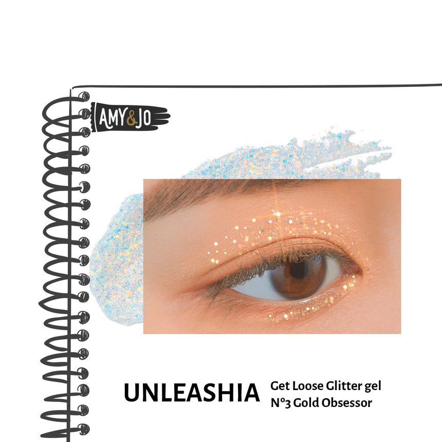 [UNLEASHIA/アンリシア] ゲットルーズグリッタージェル#03ゴールドオベジャー_Get Loose Glitter gel Nº 3 Gold Obsessor